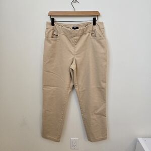 Chaps Khaki Cropped Pull-On Pants Size Large Tan Stretch Straight Leg